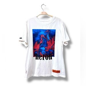 Heron Preston White Birds Regular T-Shirt Graphic T Size Medium
